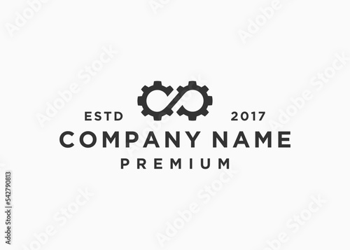 infinity gear logo design vector illustration template