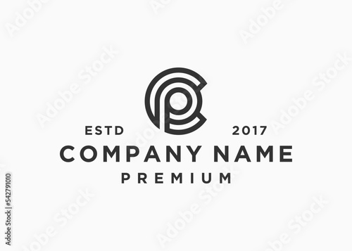 letter cp circle logo design vector illustration template