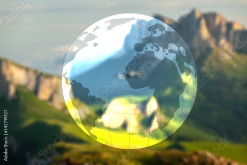 World's globe on green nature background