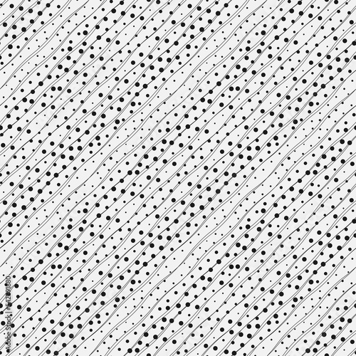 Abstract black white pattern with circles and oblique stripes.