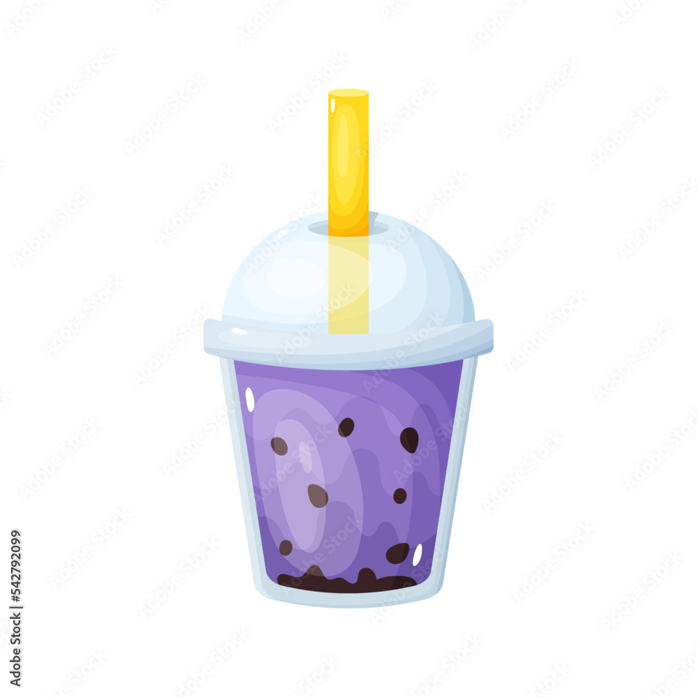 Bubble tea in a plastic glass, vector illustration isolated on a white background Bubble tea in a plastic glass, vector illustration isolated on a white background