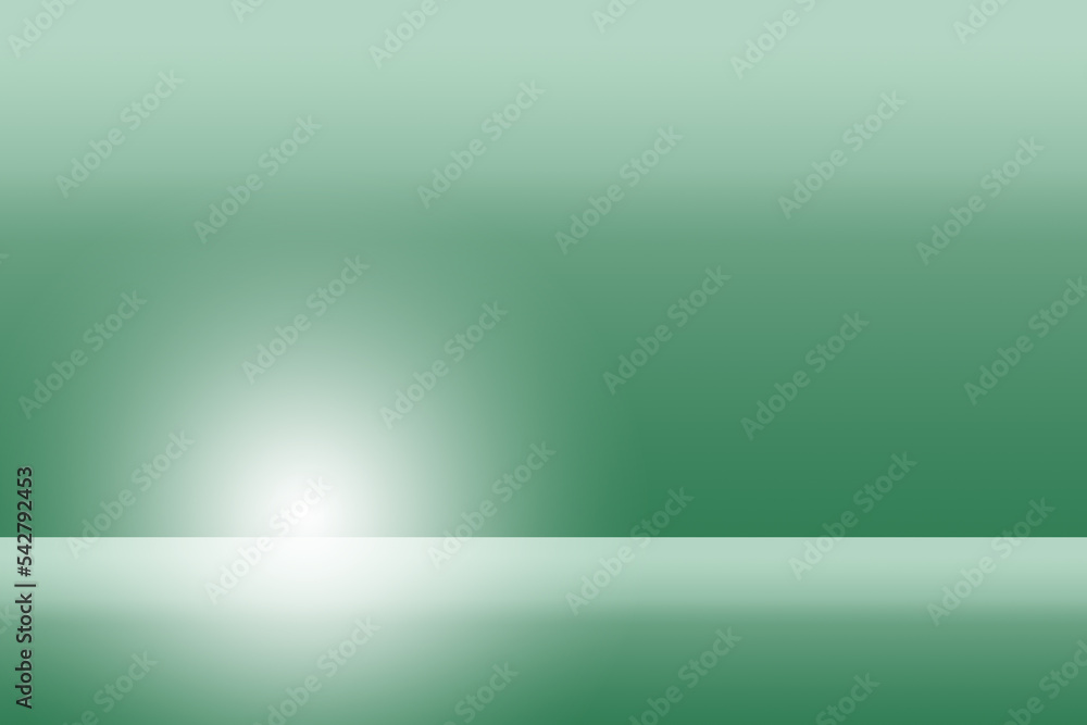 Ein grüner künstlicher Horizont mit einem hellen Lichtreflex als Bühne für Produkte Ein grüner künstlicher Horizont mit einem hellen Lichtreflex als Bühne für Produkte