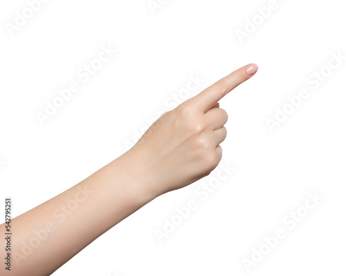 Fotografia Woman hand with the index finger pointing, isolated