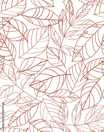 seamless abstract background with leaves. Botanical clip art. Vector floral pattern.