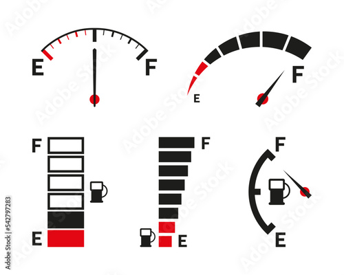 Fuel gauge. Full tank. Car dashboard. Flat style illustration