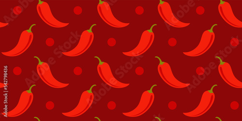 Vector seamless pattern of chilli pepper in vintage style
