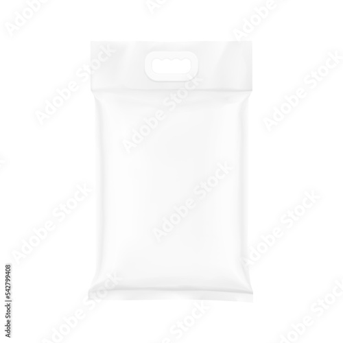 Realistic plastic bag with handle mockup. Vector illustration isolated on white background. Ready and simple to use for your design. EPS10.