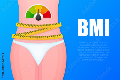 Cartoon illustration with bmi. Cartoon vector illustration. Medical concept