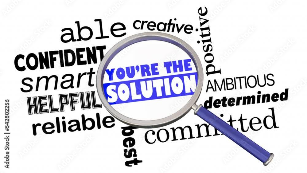 Youre the Solution Magnifying Glass Answer Confidence Words 3d Animation Youre the Solution Magnifying Glass Answer Confidence Words 3d Animation