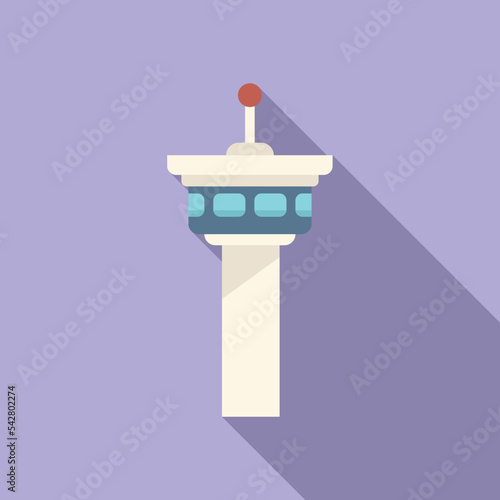 Aiport plane tower icon flat vector. Ground support. Cargo aviation
