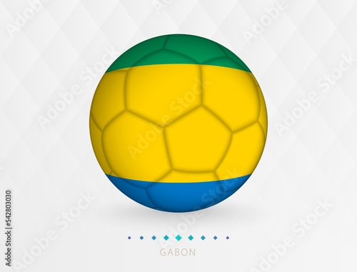 Football ball with Gabon flag pattern, soccer ball with flag of Gabon national team.