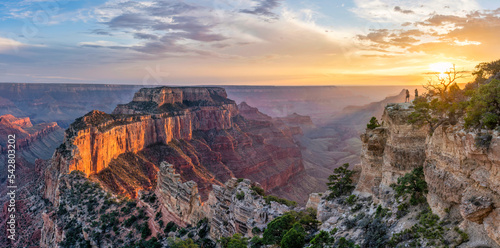 Sunset view of Wotans Throne at Cape Royal Point  - Grand Canyon national Park - North Rim photo