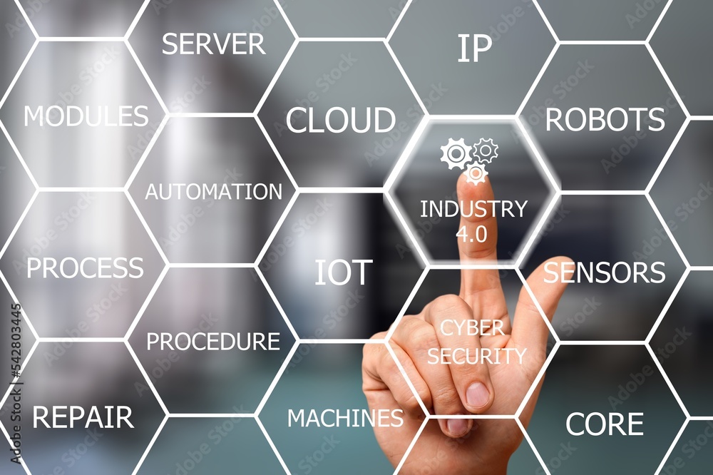 Businessman hand touching a virtual interface Businessman hand touching a virtual interface