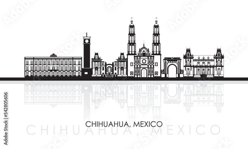 Silhouette Skyline panorama of city of Chihuahua, Mexico - vector illustration