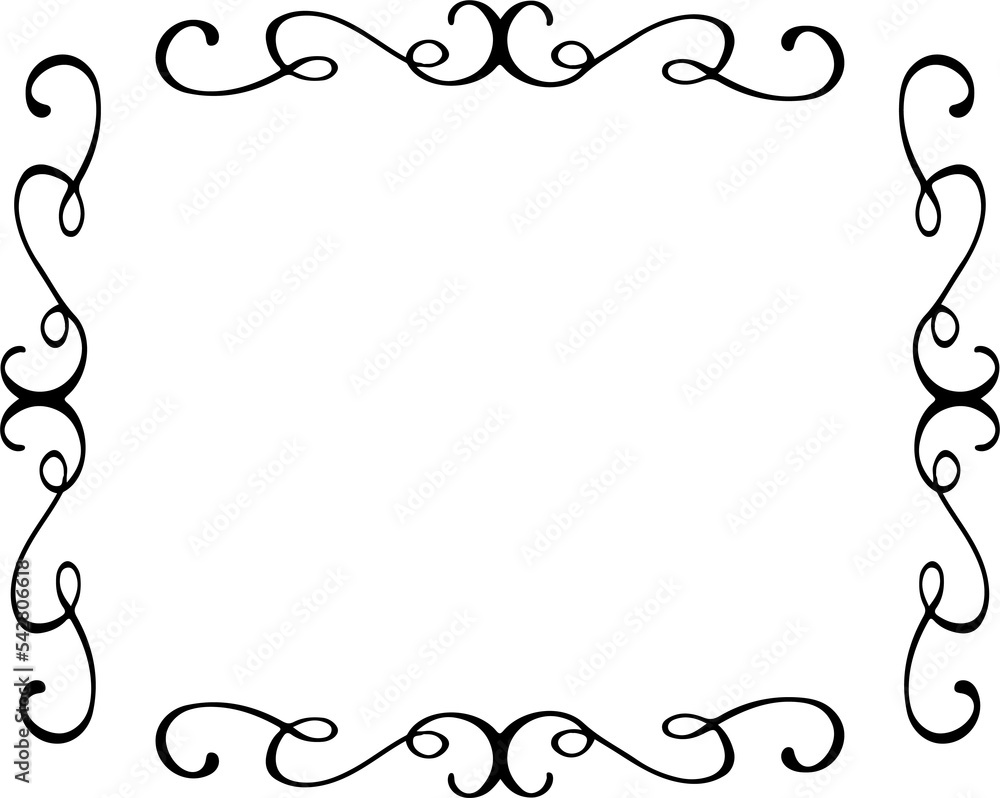 Decorative square frame. Hand drawn square frame. Square frame with