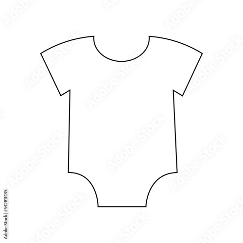 Baby bodysuit icon. Boy or girl underwear. Printable design element for gender reveal, baby shower, welcome newborn party, invitation card or banner. Vector outline illustration