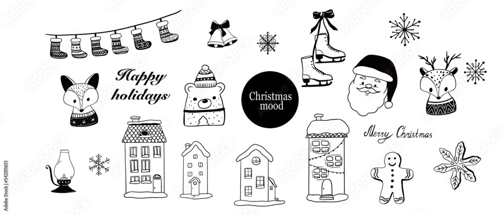 Winter Animals Clip Art Black And White