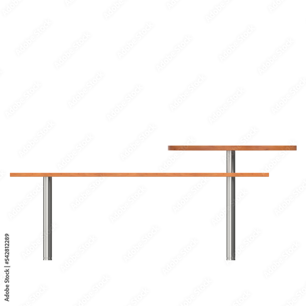 3d rendering illustration of a desk with circular shelf 3d rendering illustration of a desk with circular shelf