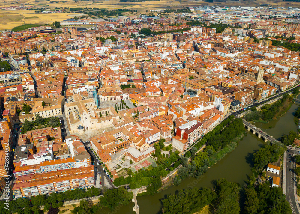 Aerial view on the city Palencia. Spain. High quality photo