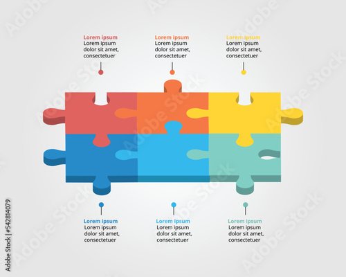 jigsaw graph chart template for infographic for presentation for 6 element