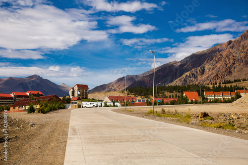 .General view of Las Lenas town in the Andes Mountains in Argentina.