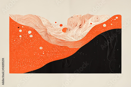 Abstract orange and black waves