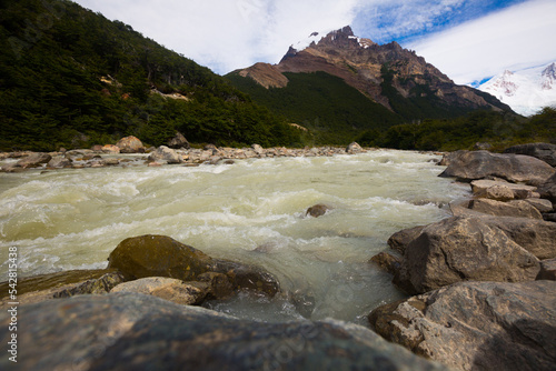 General view on mountains in Los Glaciares National Park in Argentina