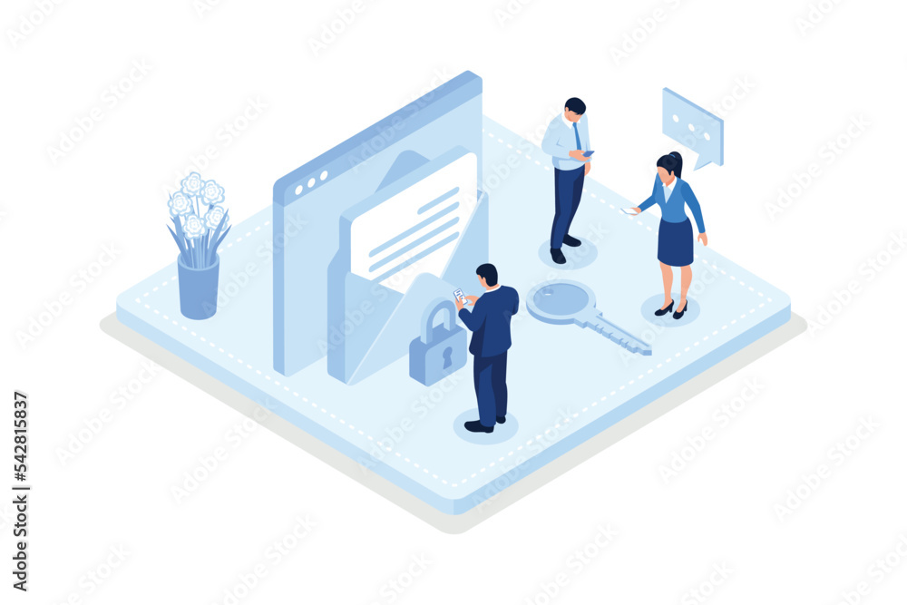 Characters using Cyber Security Services to Protect Personal Data. Online Payment Security, Cloud Shared Documents, Server Security and Data Protection Concept, isometric vector modern illustration Characters using Cyber Security Services to Protect Personal Data. Online Payment Security, Cloud Shared Documents, Server Security and Data Protection Concept, isometric vector modern illustration