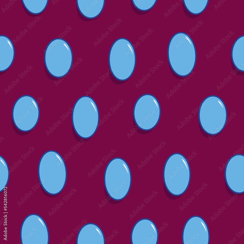 Blue volumetric ovals pattern on crimson background 