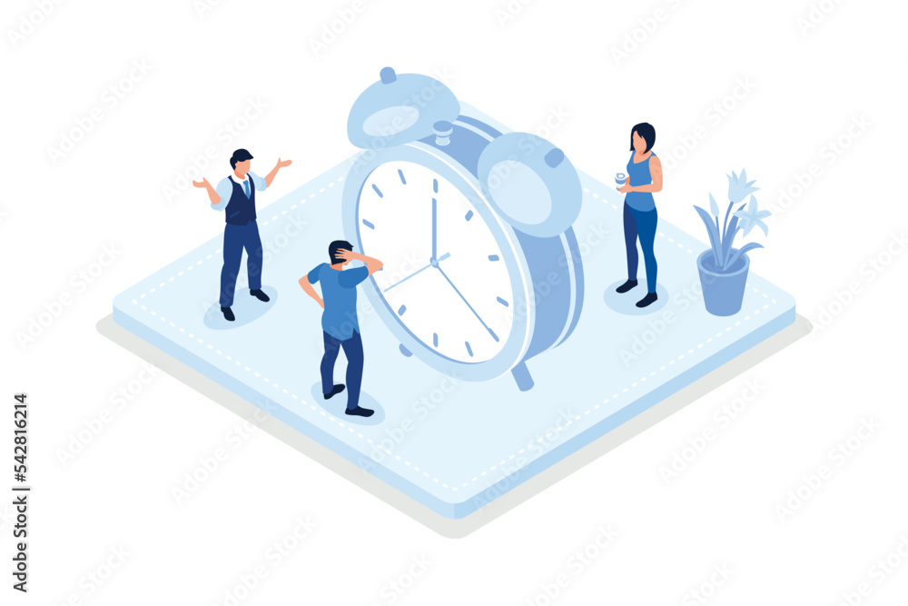 Time management and schedule planning scenes. Characters managing work and life time, organizing daily tasks and putting mark on calendar, isometric vector modern illustration Time management and schedule planning scenes. Characters managing work and life time, organizing daily tasks and putting mark on calendar, isometric vector modern illustration