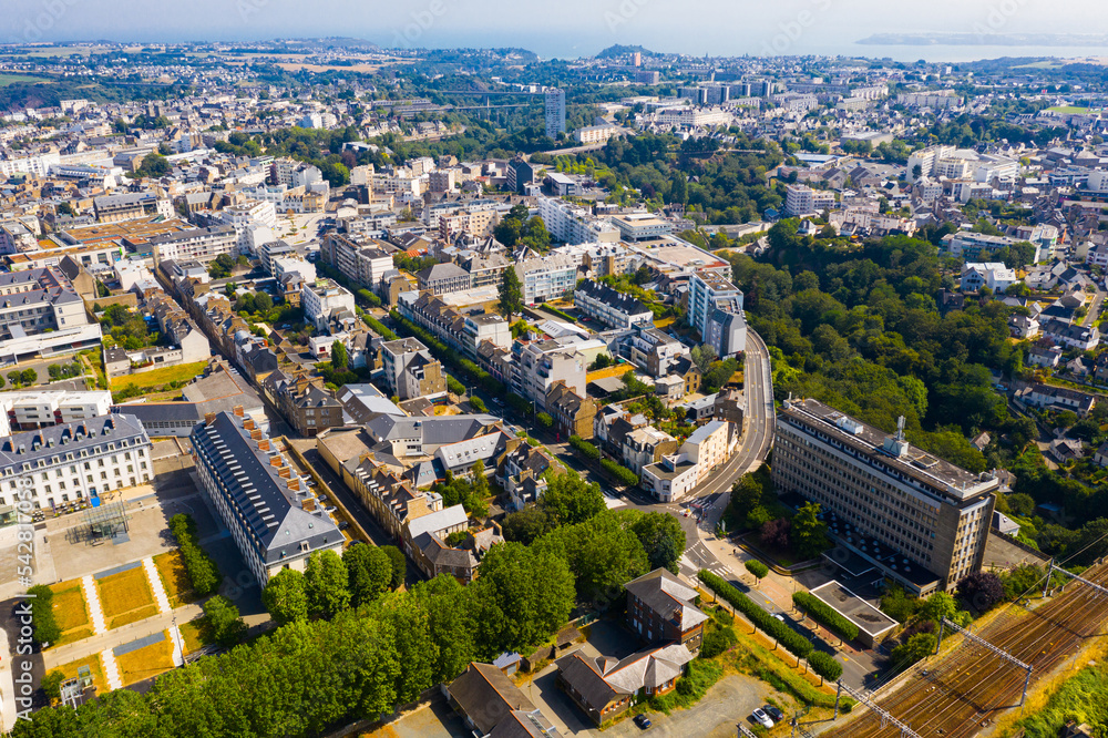 Naklejka premium Aerial view of Saint-Brieuc city in Brittany region of northwest France