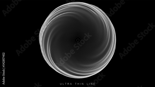 Distorted line spheres. Vector thin line glitch geometry.