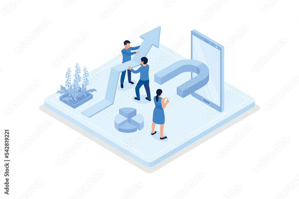 Characters integrating with audience on social media platform, offering discount and using marketing strategy to increase followers, isometric vector modern illustration Characters integrating with audience on social media platform, offering discount and using marketing strategy to increase followers, isometric vector modern illustration