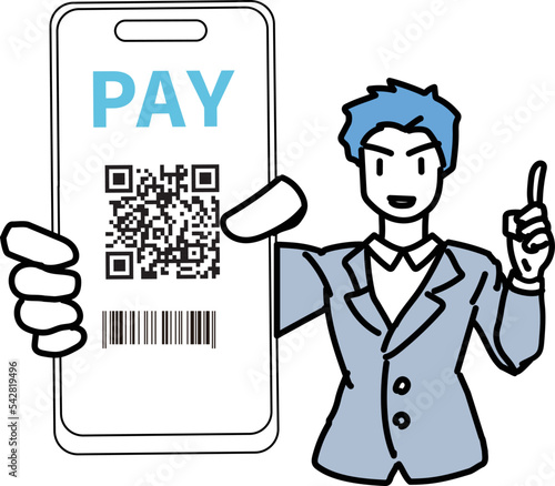 タッチレス決済で支払いをする男性