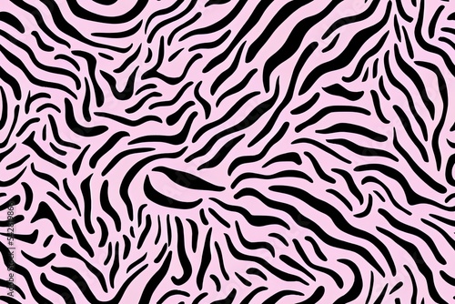 Pink Zebra 2d illustrated seamless pattern. Animal print