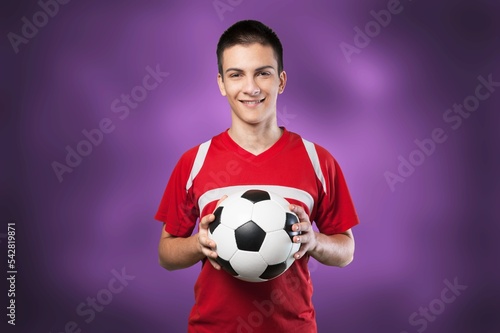 Young happy fan man with football ball © BillionPhotos.com