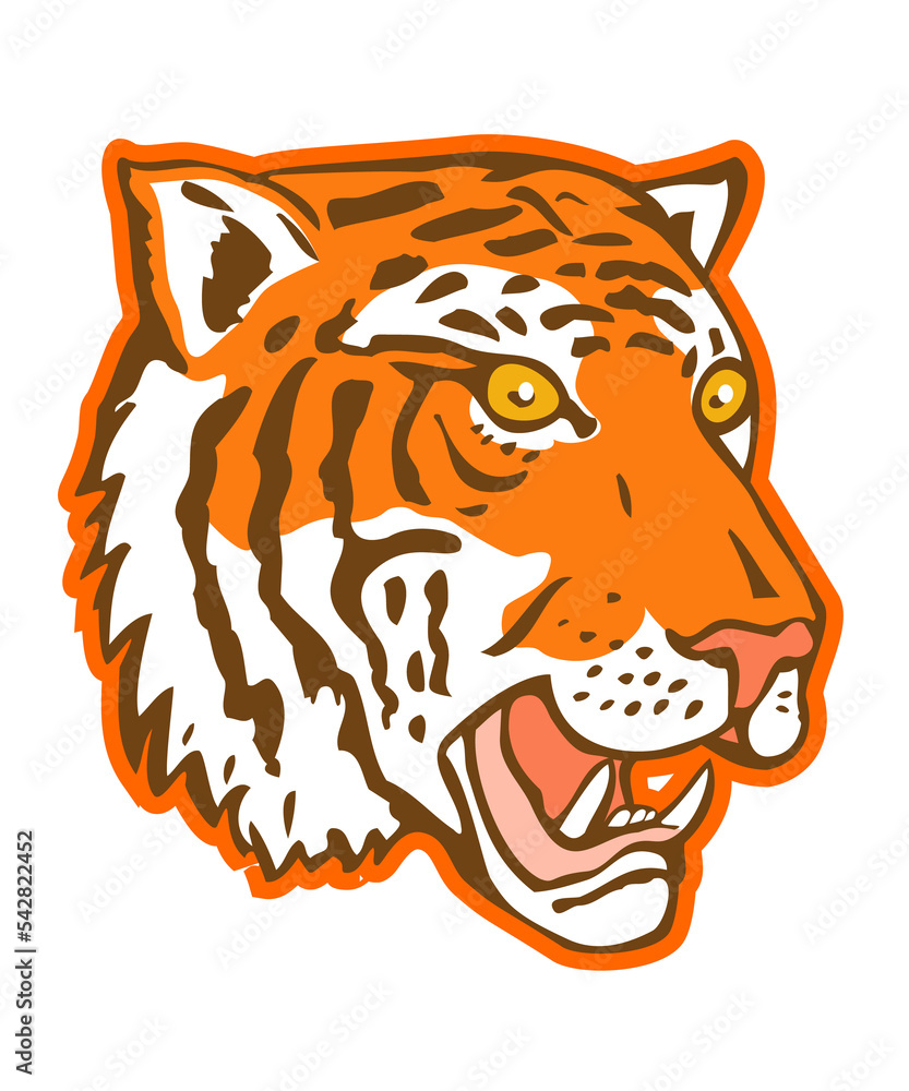 Obraz premium illustratoin of a tiger head facing side view
