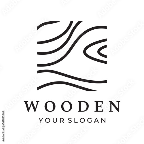 Creative design of wood and natural fiber logo, carpenter and wood plank with saw craftsman tool. Vector illustration.