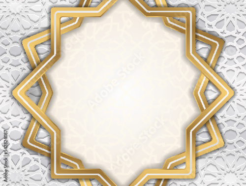 Islamic moroccan arabic geometric background with gold ornament