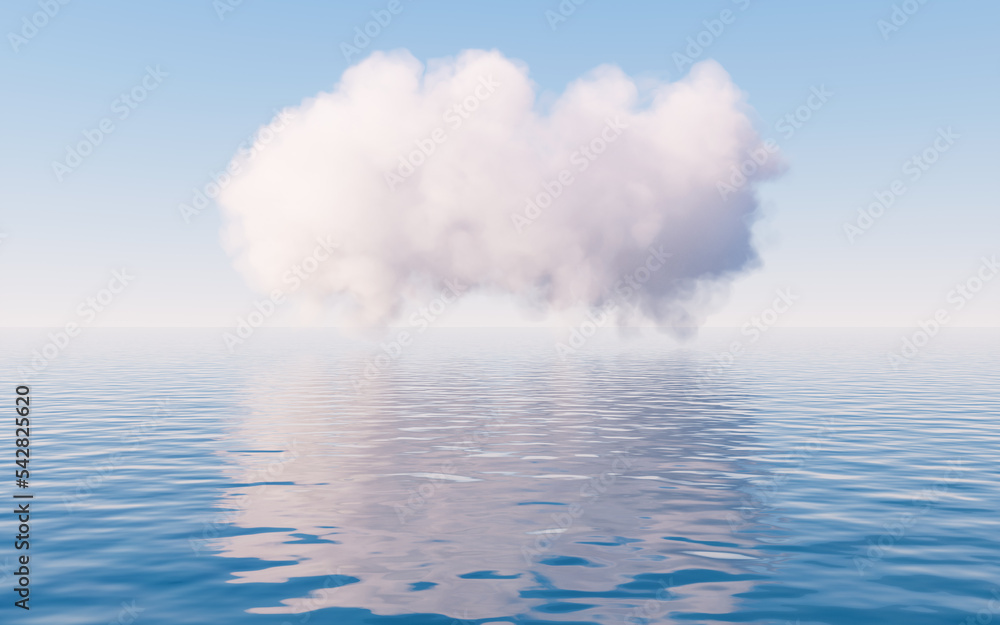 Fototapeta premium Cloud and water surface, 3d rendering.