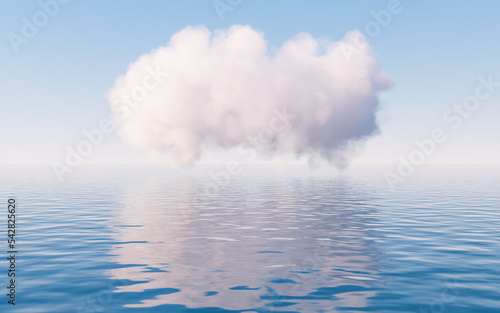 Cloud and water surface, 3d rendering.