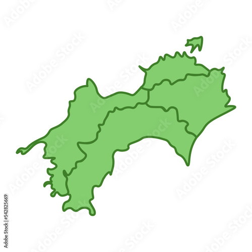 四国地方のかわいい地図　県境付き
