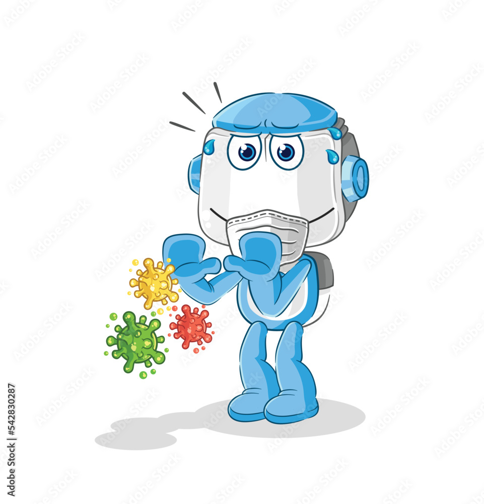 humanoid robot refuse viruses cartoon. cartoon mascot vector humanoid robot refuse viruses cartoon. cartoon mascot vector