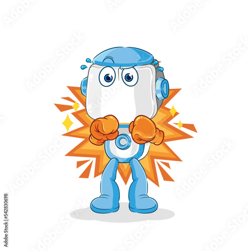 humanoid robot boxer character. cartoon mascot vector