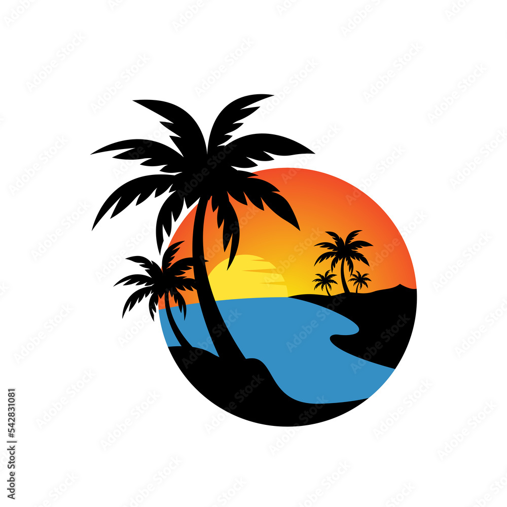 Sunset beach coconut trees