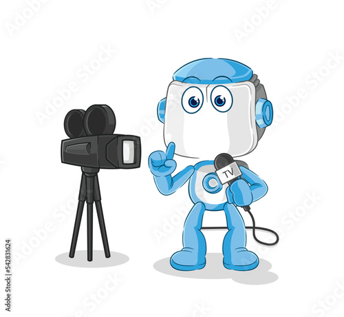 humanoid robot tv reporter cartoon. cartoon mascot vector