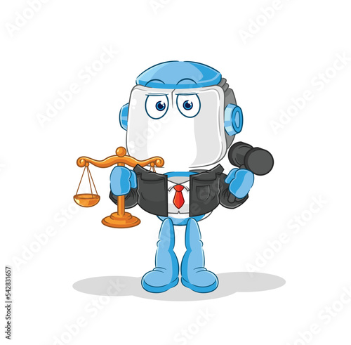 humanoid robot lawyer cartoon. cartoon mascot vector