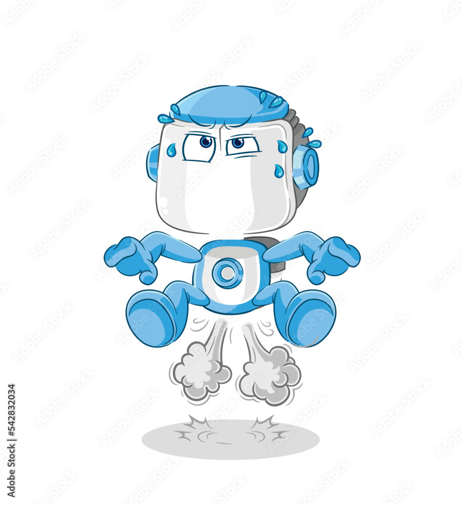 humanoid robot fart jumping illustration. character vector humanoid robot fart jumping illustration. character vector