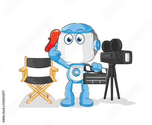 humanoid robot director mascot. cartoon vector