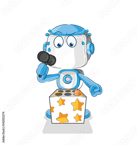 humanoid robot play whack a mole mascot. cartoon vector